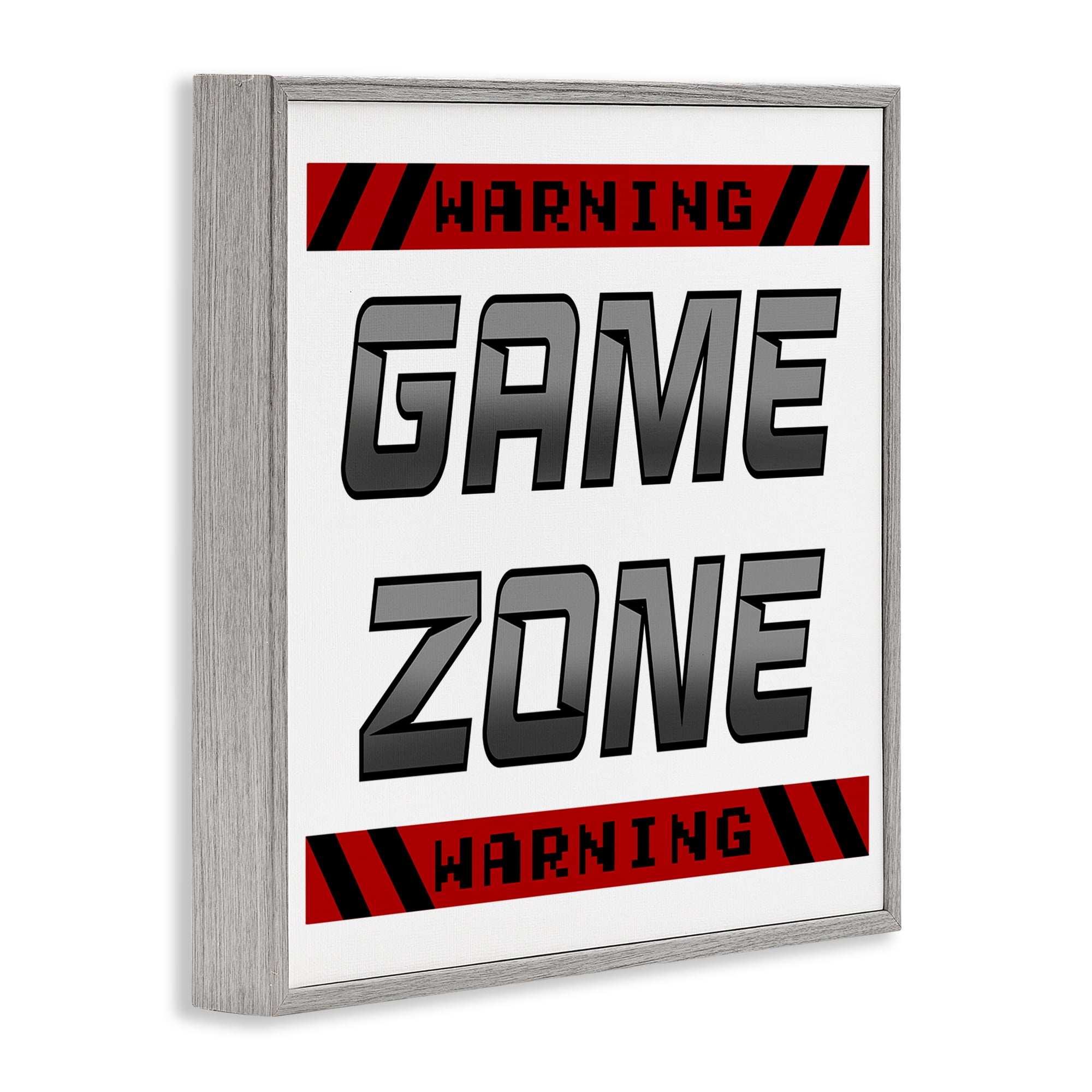 Stupell Industries Game Zone Warning Gray Framed Giclee Art, design by Marcus Prime