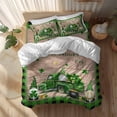 thumbnail image 2 of St. Patrick's Day Queen Size Comforter Set, Green Truck Gnome Shamrocks Wood Grain Green Plaid Bedding for All Seasons, 4 Pcs Bed Set, 1Quiltcover (90"x92") ,1Sheet(94"x116"), 2Pillowcases (30"x20"), 2 of 10