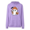 thumbnail image 6 of Kaprioy Halloween Sweatshirts for Women Ghost Pumpkin Sweater Cute Spooky Coffee Graphic Pullover Hoodies Fashion Clothing Purple, XL, 6 of 6