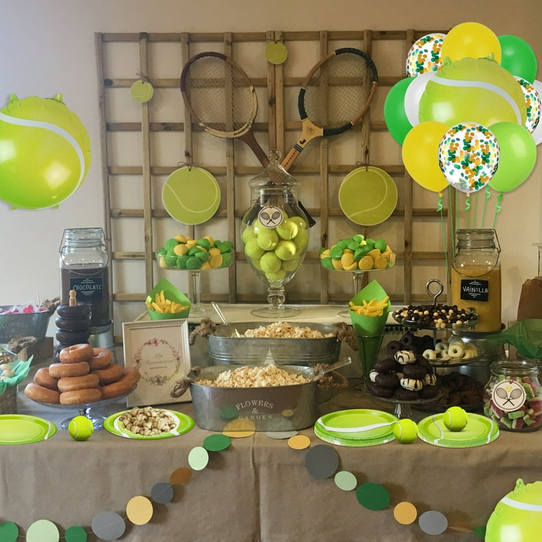 Tennis Court Tablecloth - 60x84 Inch Polyester Table Cover For Tennis Themed Birthday Parties