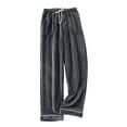 thumbnail image 3 of Feancey Fleece Pajama Pants Women Drawstring Flannel Pj Bottoms High Waisted Casual Wide Leg Trousers Winter Fuzzy Warm Sleep Pants Dark Gray M, 3 of 9