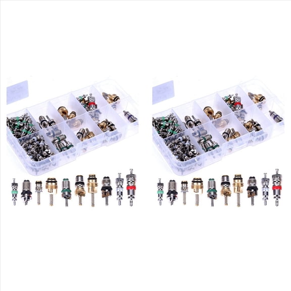 208Pcs Car Air Conditioner Valve Cores Assortment A/C AC Shrader Core & Tool R134 R12 HVAC Valves Kit
