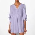 thumbnail image 4 of VEKDONE Mode Col Ouvert Dames Mince Mini Col Côtelé Aguichant Mince Longue Robe Violet TTTG, 4 of 4