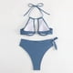 thumbnail image 5 of Gibobby Conjunto de Traje de Baño para Mujer Traje de baño de talle de color sólido para mujer con y almohadillas para el pecho Conjunto de bikini sexy h(Azul,M), 5 of 5
