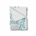 thumbnail image 2 of Saying Soft Flannel Fleece Throw Blanket, All You Need is Love and the Beach Message with Wavy Lines Pattern, Cozy Plush for Indoor and Outdoor Use, 50" x 60", Baby Pink Pale Blue, by Ambesonne, 2 of 6