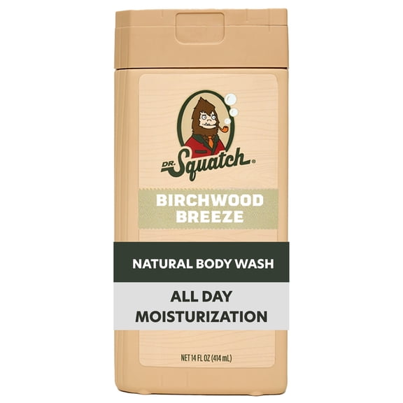 Dr. Squatch Mens Natural Body Wash, Sulfate Free Moisturizing Body Wash for men, Birchwood Breeze, 14 fl Oz