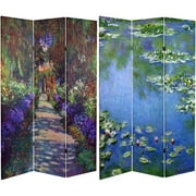 Oriental Furniture 6 ft. Tall Monet Canvas Screen - Lilies/Giverny - 3 Panel