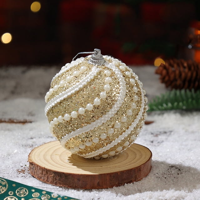 Esferas navideñas de 8 cm, juego de 2 piezas con diseño multicolor y detalles brillantes en blanco, azul y dorado. Perfectas para decorar tu árbol y crear un ambiente festivo. ¡Ideal para niños y