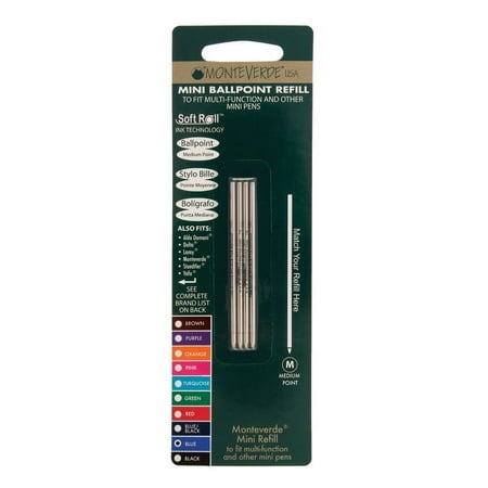UPC: 0080333884713 | Monteverde® Mini Ballpoint Pen Refills  Medium Point  0.7 mm  Blue Ink  Pack Of 4