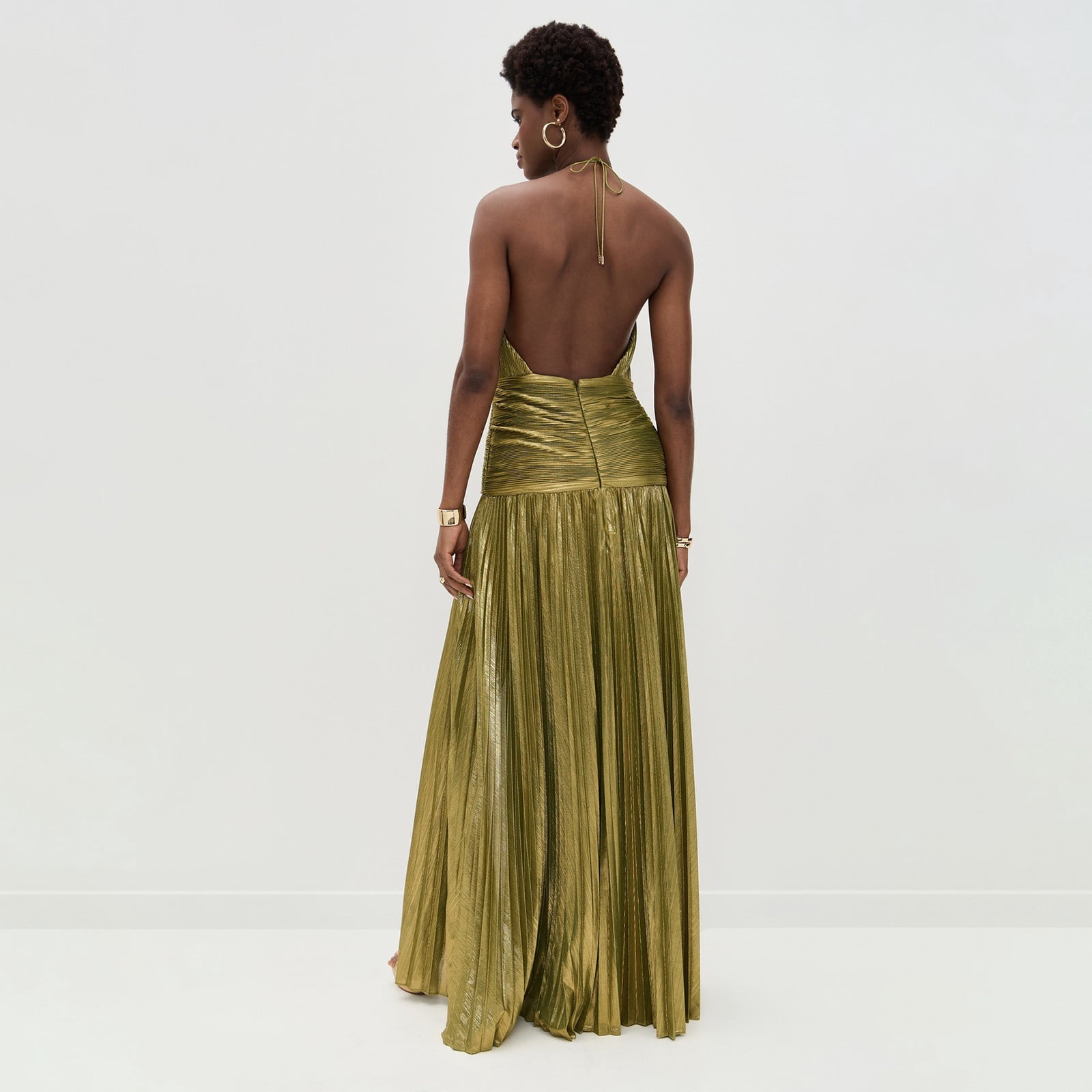 Hvot&aat Women Sexy High Split Evening Cocktail Dress Solid Color Casual Sleeveless Backless Maxi Dress