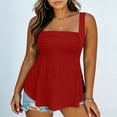 thumbnail image 2 of Hxshgdsn Plus Size Tank Tops for Womens Sleeveless Square Neck Ruched Front Peplum Top Loose Fit（Red/2XL）, 2 of 8
