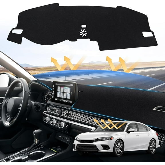 Canvcle Civic Dash Cover for 2025 2024 2023 2022 Honda Civic Dashboard Cover Mat for Civic 11th Gen. Accessories Sun Shade Non-Slip Dashboard Protector