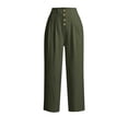 thumbnail image 7 of Costeam Womens Multi Button Pleated Front Linen Capri Pants Dual Side Slip Pockets Non Elastic High Waist Lightweight Wrinkle Resistant Loose Mid Calf Casual Cropped Trousers, 7 of 7
