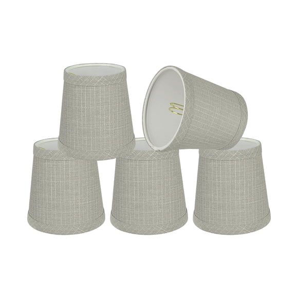 Aspen Creative 32721-5 Small Hardback Empire Shape Chandelier Clip-On Lamp Shade Set (5 Pack), Transitional Design in Grey, 4" bottom width (3" x 4" x 4")