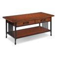 thumbnail image 1 of Leick Home Ironcraft Wood Coffee Table with Two Drawers and Lower Display Shelf, Burnished Oak, 1 of 6