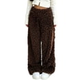 thumbnail image 2 of Qingpeng Womens Plush Warm Long Pants Elastic High Waist Wide Leg Trousers Thick Cozy Fall Winter Casual Pants for Women, 2 of 5