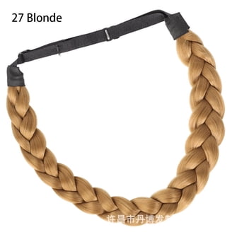 2 Strands Chunky Plaited Braided Headband Elastic Stretch Hairpiece Synthetic DIGUAN Wide Fishtail 2 Strands Synthetic Hair Braided  main image 4