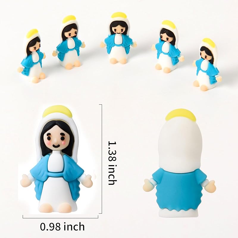 LeeCHee 50 Pcs Little Virgin Mary Figurines Miniature Virgin Mary Doll to Hide and Seek Classic Religious Gifts for Sunday Easter Eggs Stuffers Baptism Gift