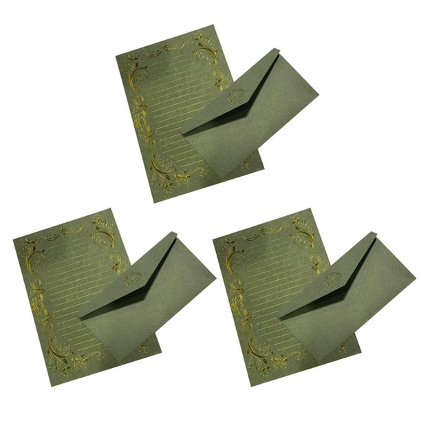 3 sobres de papel kraft con rayas transparentes, escritura suave y fiable, estilo vintage, para invitaciones, elegante juego de papelería para bodas.