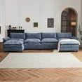 thumbnail image 5 of Ktaxon 157" W Sectional Sofa U Shaped Couch with Double Chaise Chenille Sleeper Set with 4 Oversized Seats Gray-Blue, 5 of 8