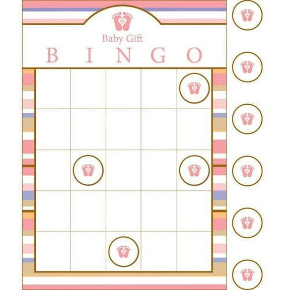 Baby Shower 'Tiny Toes Pink' Bingo Party Game (1ct)