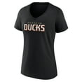 thumbnail image 2 of Women's Black Anaheim Ducks  Wordmark V-Neck T-Shirt, 2 of 3