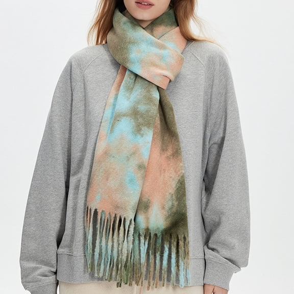 Lumtrix Women’s Tie-Dye Scarf Soft Fall Winter Wrap Long Lightweight Shawl with Tassel Fashion Scarves F One Size