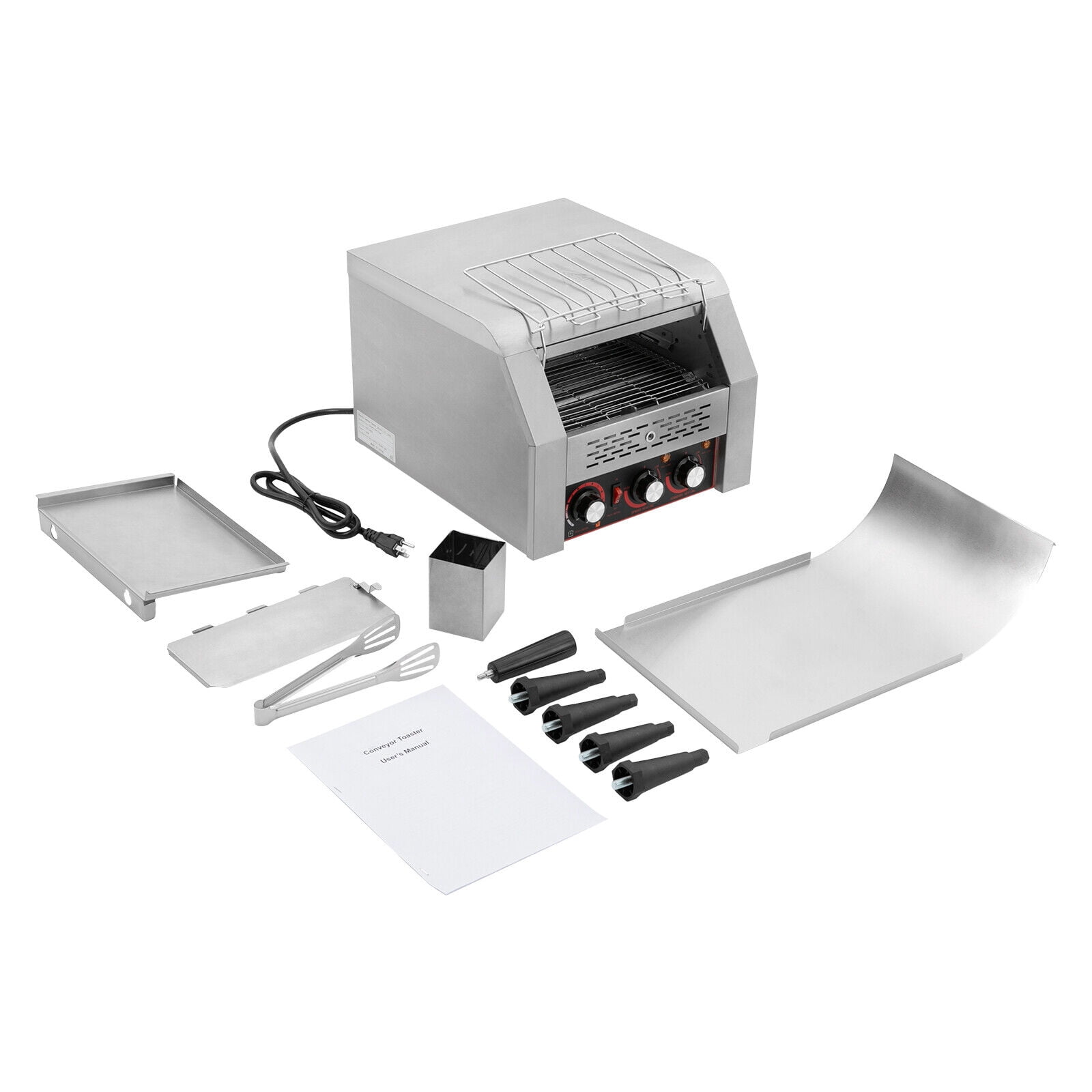 Miumaeov Commercial Conveyor Toaster 300 Slices/Hour Stainless Steel Industrial Toasters Conveyor Belt Toasters with Bread Clip for Restaurant Bakery