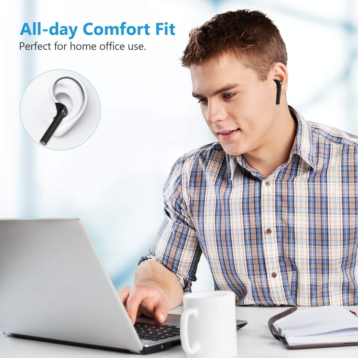 TWS Earphones Wireless Bluetooth for Google Pixel 9/Pro/Pro XL/9a Phones - Earbuds Headphones True Stereo Headset Hands-free Mic