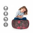 thumbnail image 2 of Floral Storage Toy Bag Chair, Ombre Style Flourishing Rose Blooms Valentines Anniversary Image, Stuffed Animal Organizer Washable Bag, Large Size, Charcoal Grey Magenta, by Ambesonne, 2 of 3