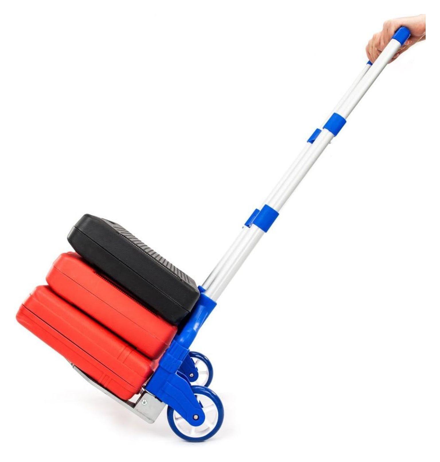 Folding Hand Truck Aluminum Portable Folding Hand Cart 165lbs Capacity Hand Cart and Dolly Ideal for Home, Auto, Office,Travel Use,Blue