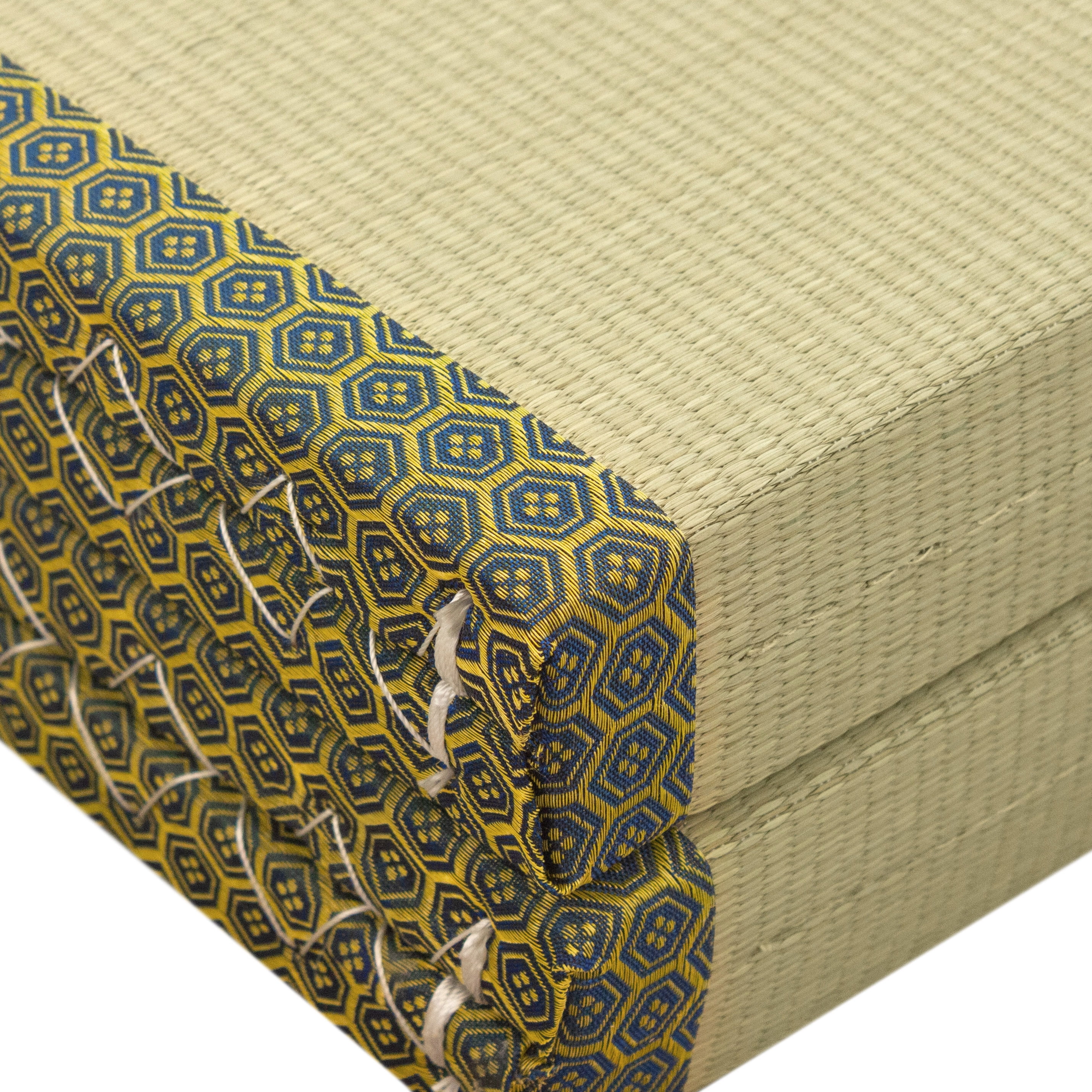 Oriental Furniture 6.5' x 3' Folding Rush Grass Tatami Mat - Jade Brocade