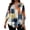 Plaid, variant on Women's 3/4 Sleeve Tops Floral Print Blouse Casual Round Neck Button Down Pleated Tunic Shirt
