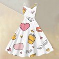 thumbnail image 2 of LWavelet 2026 Valentine's Brunch Outfit Must-Have Dress, Spaghetti Strap Heart Print Fitted Waist Flared Sundress White S, 2 of 4