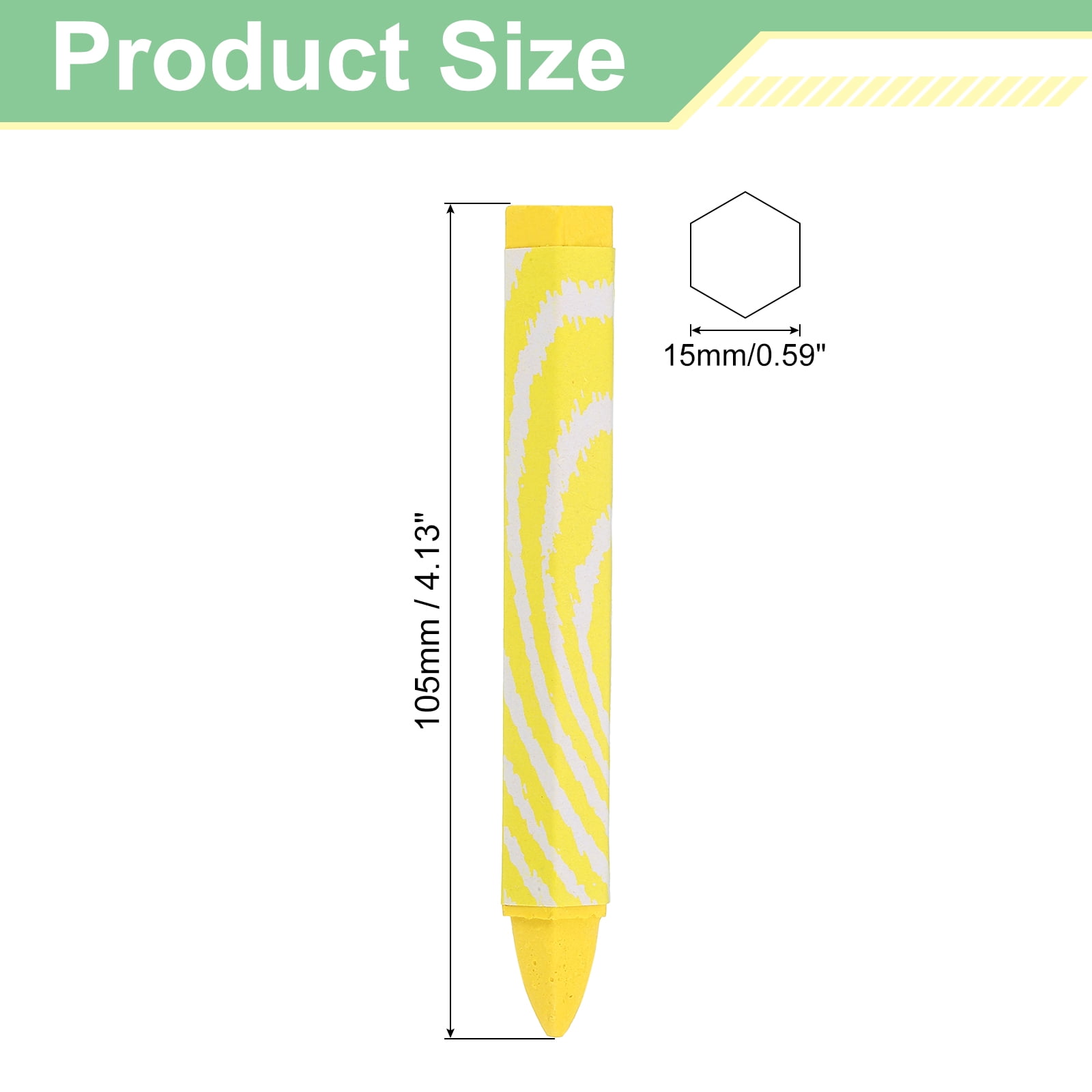 Uxcell Lumber Marking Crayons, 24 Pcs Yellow Hex Wax Tire Marker, 4.1" x 0.59" Hex Waterproof Drawing Crayons Furniture Marker for Wood, Glass, Cartons, Cloth, Stone, Ceramics