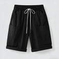 thumbnail image 6 of UVEASISHA Women's Bermuda Shorts Loose Straight Leg Cotton Linen Shorts Drawstring High Waisted Short Pants Casual Going Out Shorts with Pockets Black XXL, 6 of 9