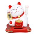 thumbnail image 1 of Chat porte-bonheur à énergie solaire, mignon et décoratif, accueillant et agitant la fortune, pour la maison, le bureau ou le restaurant, blanc, 1 of 4