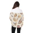 thumbnail image 4 of FORMRS Womens Scarf Winter Soft Long Big Warm Shawls Wrap Tassel Scarves, Beige Watercolor Seashells, 4 of 9