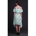 thumbnail image 2 of Bimba Blue Bird Print Cold Shoulder Women Swing Tunic Flutter Sleeve Midi Dress - X-Large, 2 of 6