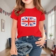 thumbnail image 4 of Jinhomg Kids Summer Tee Shirts Short Sleeve British Flag Graphic T-Shirt Lightweight Comfy Crew Neck Everyday Tops Red 2 Years, 4 of 5
