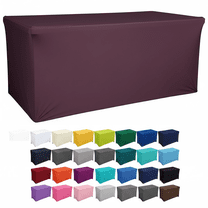 AK Trading 6 Ft Fitted Polyester Tablecloth 72 Length  x 30 Wide  x 30 Brown Inches for Events Eggplant