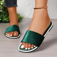 thumbnail image 5 of Women Solid Velvet Wide Strap Flat Open Toe Slip On Casual Slide Sandals Green 9.5, 5 of 9
