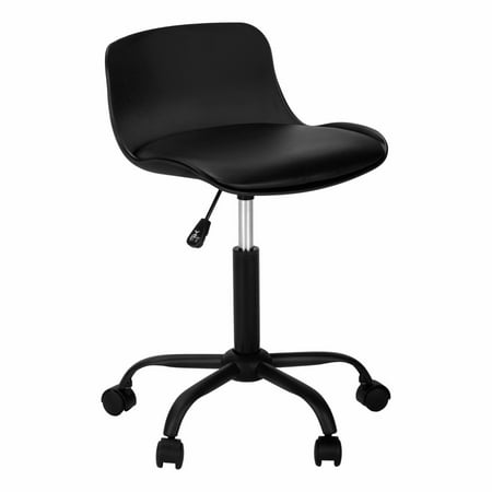 UPC: 0680796054625 | Office Chair  Adjustable Height  Swivel  Ergonomic  Computer Desk  Work  Juvenile  Metal  Pu Leather Look  Black  Contemporary  Modern