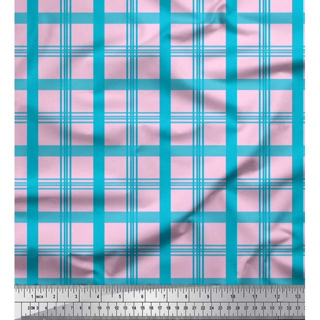 Soimoi Viscose Chiffon Fabric Check Check Decor Fabric Printed Yard 42 Inch Wide