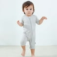 thumbnail image 6 of Einccm Unisex Baby Short Sleeve Bamboo Romper - Soft Breathable Zipper Front Bodysuit Jumpsuit for Infants and Toddlers 0-24 Months, 6 of 8