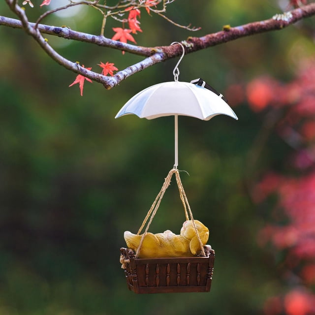 Figura decorativa de resina con luz energía Solar, Animal durmiente bajo , decoración colgante bonita para cama de flores Conejo DYNWAVEMX estatua al aire libre