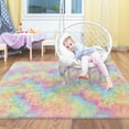 thumbnail image 4 of Small Fluffy Rainbow Colorful Area Rug for Girls Bedroom 3x5 Kawaii Tie Dye Rug Fuzzy Unicorn Throw Rug for Living Room Kids Nursery Baby Princess Room Living Room Home Decor Aesthetic Carpets, 4 of 14