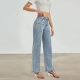 thumbnail image 2 of MIXUE Jeans For Women Solid Color High Waisted Cargo Stretch Wide Leg Denim Pants Trendy Trousers Sportswear,Blue,L, 2 of 8