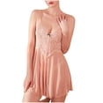 thumbnail image 2 of ylioge Womens Lace Nightgowns Trendy V Neck See-Through Mini Dresses Ladies Lightweight Solid Color Spaghetti Strap Sleepshirts, 2 of 3