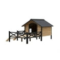 thumbnail image 5 of 67" Outdoor Large Dog House, Modern Wooden Cabin House Style Dog Kennel with Porch, Outdoor Dog Shelter for Medium, Large Dog Breeds, Backyard, Garden, Yellow Brown, 5 of 9